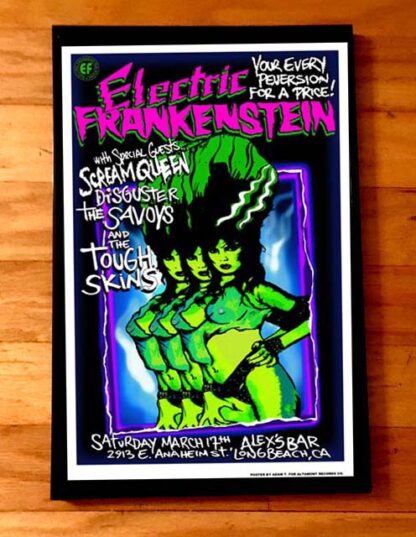 ELECTRIC FRANKENSTEIN rare GIG POSTER by Adam T. Traci Lords Tough Skins Scream Queen PUNK ROCK